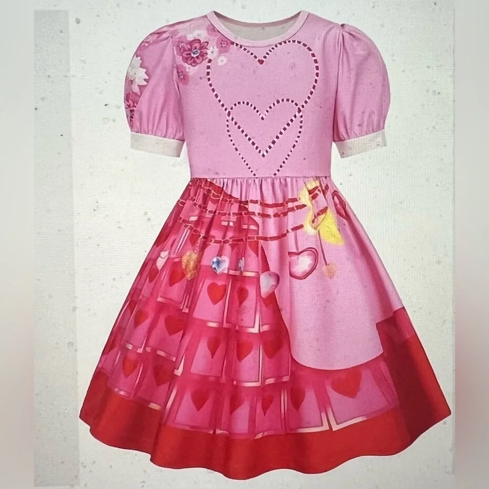 Pink Queen of Hearts Dress – Kids Bridget Pink Princess Cosplay – Rise Red Movie
